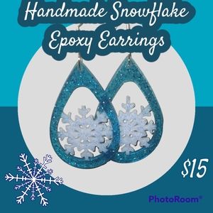 Handmade Snowflake Epoxy Earrings